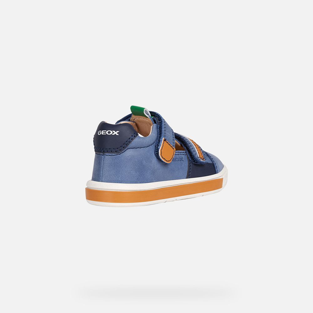 Tenis Geox Bebe Azuis/Laranja - Trottola Boy - WPCEZ4209